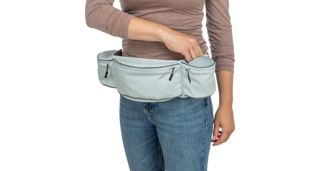 BAGGY Belt, maxi ledvinka, 44x33x18 cm/pas 62-125 cm, žlutá/šedomodrá/lila