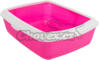 WC toaleta pro kočky s okrajem růžová/bílá 37x15x47cm