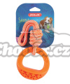 Hračka pes TPR SAMBA kroužek s lanem oranžová Zolux