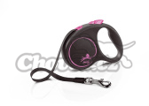 FLEXI vodítko Black Design páska růžové S - 5m/15kg