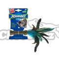 Hračka kočka GiGwi Johnny Stick Catnip s modrými peří