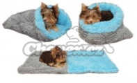 MARYSA pelíšek 3v1 štěně/kotě de luxe šedý/světle modrý
