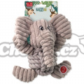 Hračka DF Safari slon s uzlem pískací 18cm