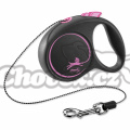 FLEXI vodítko Black Design lanko růžové S - 5m/12kg