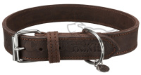 Kožený obojek RUSTIC - tmavě-hnědá XL: 57-66 cm/30mm