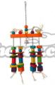 Hračka BIRD JEWEL závěsná barevná - hrazda s dřívky a zvonkem 55cm