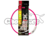 Obojek 45cm DF LED nylonový světelný růžový S/M
