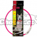 Obojek 65cm DF LED nylonový světelný růžový M/L