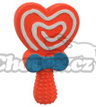 Hračka Dog Fantasy Latex lízátko srdce se zvukem mix barev 13cm