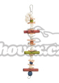 Trixie Dřevěná hračka, lano s barevnými kuličkami a kůží, 28 cm