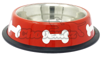 Miska nerez s gumou červená+KOST 0,19l/12cm