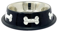Miska nerez s gumou černá+KOST 0,19l/12cm